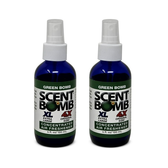 Scent Bomb Green Bomb Air Freshener 4 oz Spray 2-Pack, Long-Lasting Odor Eliminator for Home & Car, Effective Deodorizer Spray for Kitchen, Bathroom, Fresh Room Spray & Smell Neutralizer