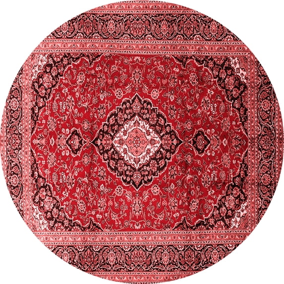 Ahgly Company Indoor Round Medallion Red Traditional Area Rugs, 8' Round
