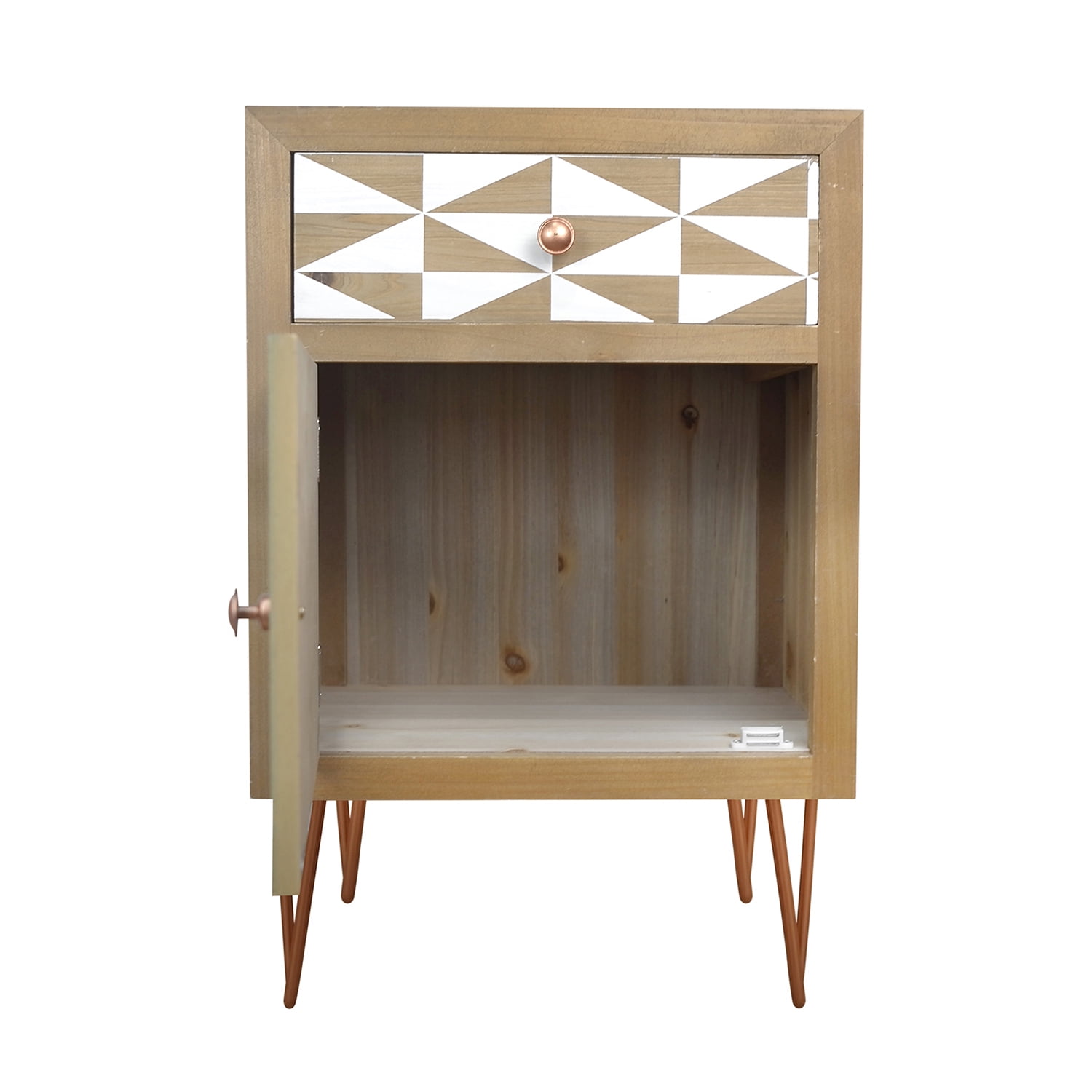 Kadyn Wooden Nightstand with One Drawer and One Cabinet, Modern Style Bedside Table with Metal Feet and Golden Handle, Storage End Table for Living Room and Bedroom, Natural Kadyn Wooden Nightstand with One Drawer and One Cabinet, Modern Style Bedside Table with Metal Feet and Golden Handle, Storage End Table for Living Room and Bedroom, Natural