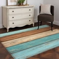 thumbnail image 5 of Farmhouse Aqua Brown Kitchen Runner Rug 2.7x5 Washable Runners for Hallway Non Slip Vintage Wooden Striped Large Area Rug Indoor Floor Carpet for Bathroom Laundry Entryway Bedroom Living Room, 5 of 8