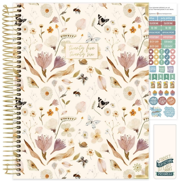 bloom daily planners HARDCOVER 2025-2026 (8.5" x 11") Academic Year Day Planner (July 2025 - July 2026) - Task Goal Organizer - Monthly & Weekly Inspirational Agenda Book - Butterfly Garden