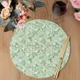 thumbnail image 3 of Green Flowers Round 13 Inch Placemats Set of 8, Rustic Botanical Floral Leaves Plants HeatResistant Non Slip Place Mats for Dining Table, Wipeable Braided Kitchen Table Mats for Housewarming, 3 of 9