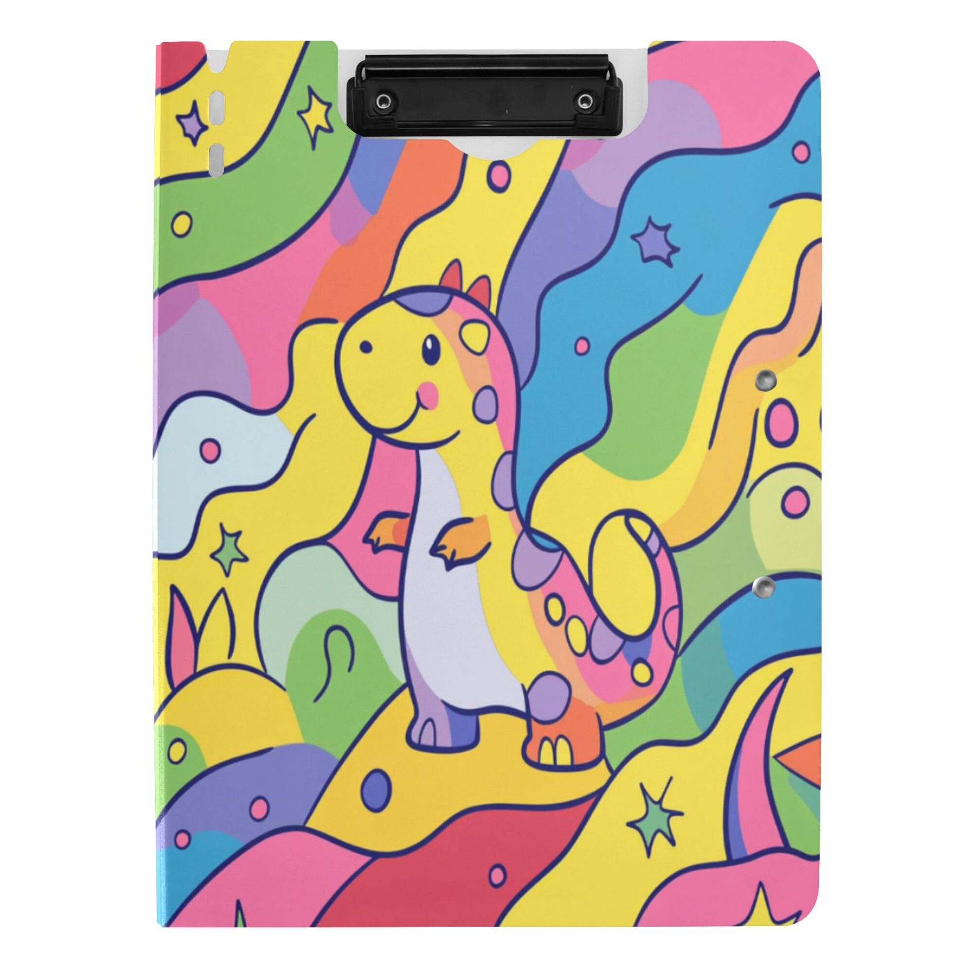 FORMRS A4 Clipboard Folder with Pen Holder Horizontal Foldable School Office Binder, Vibrant Dinosaur