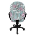 thumbnail image 3 of Tropical Office Chair Slipcover, Graphical Illustration of Hawaiian Leaves Exotic Foliage, Protective Stretch Decorative Fabric Cover, Standard Size, Pale Seafoam Pale Pink, by Ambesonne, 3 of 5