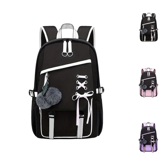 HJYCHN School Backpacks for Girls Stylish Cute Casual Daypack for Girls Kids Elementary Middle School Daily Use School Backpack Black B