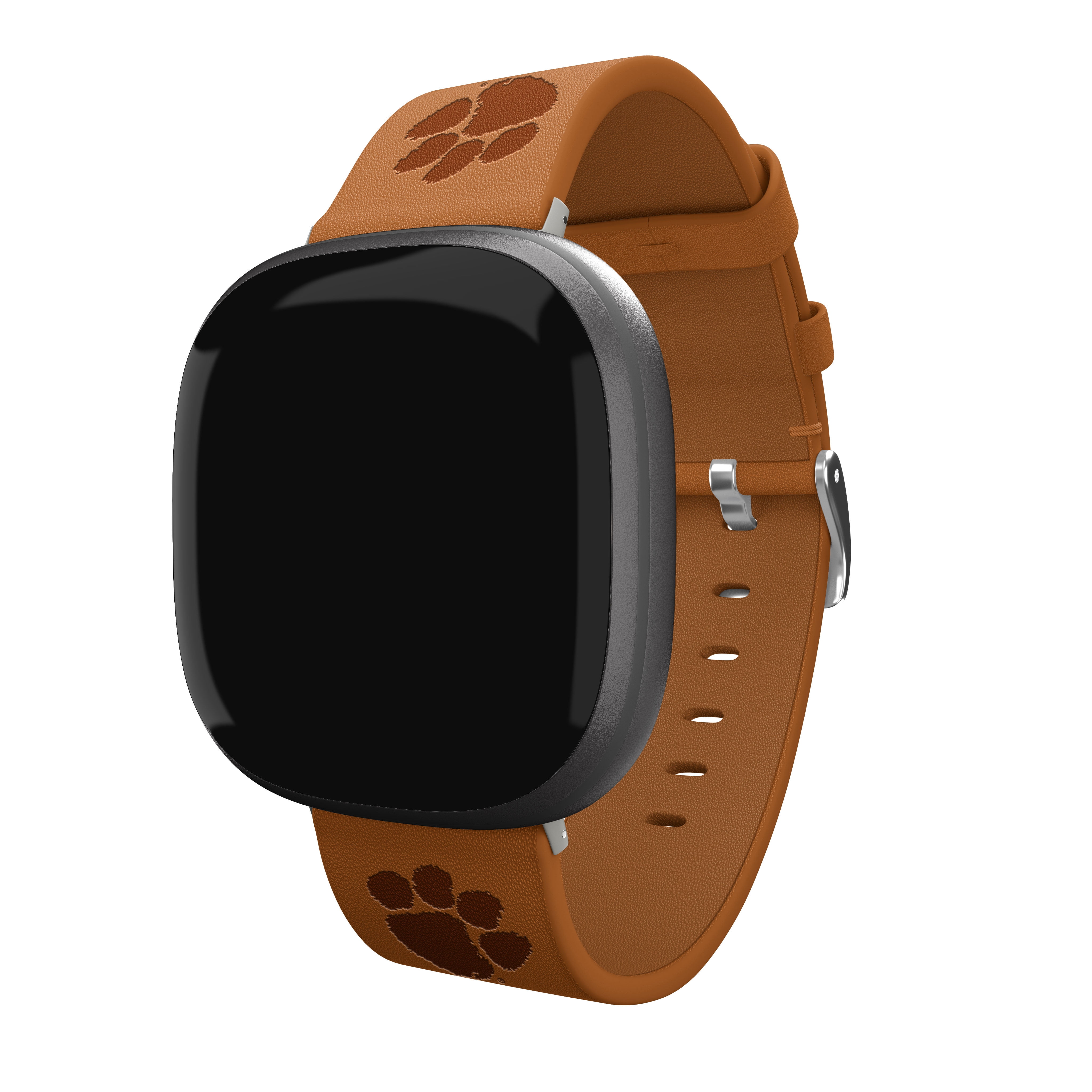 Tigers Premium Leather Unisex Watch Band for FitBit Versa 3 and Sense (Long Tan) by Affinity Bands