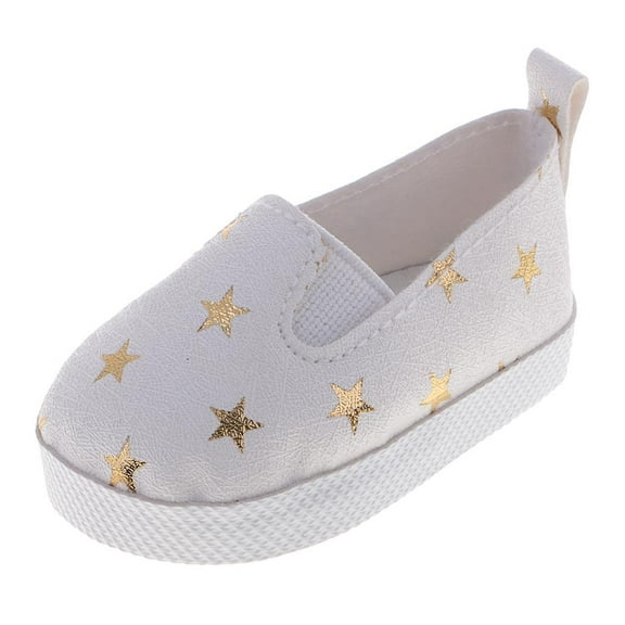 Pair of Printed PU Leather Shoes for 18'' My Life Dolls Dress Up ACCS White