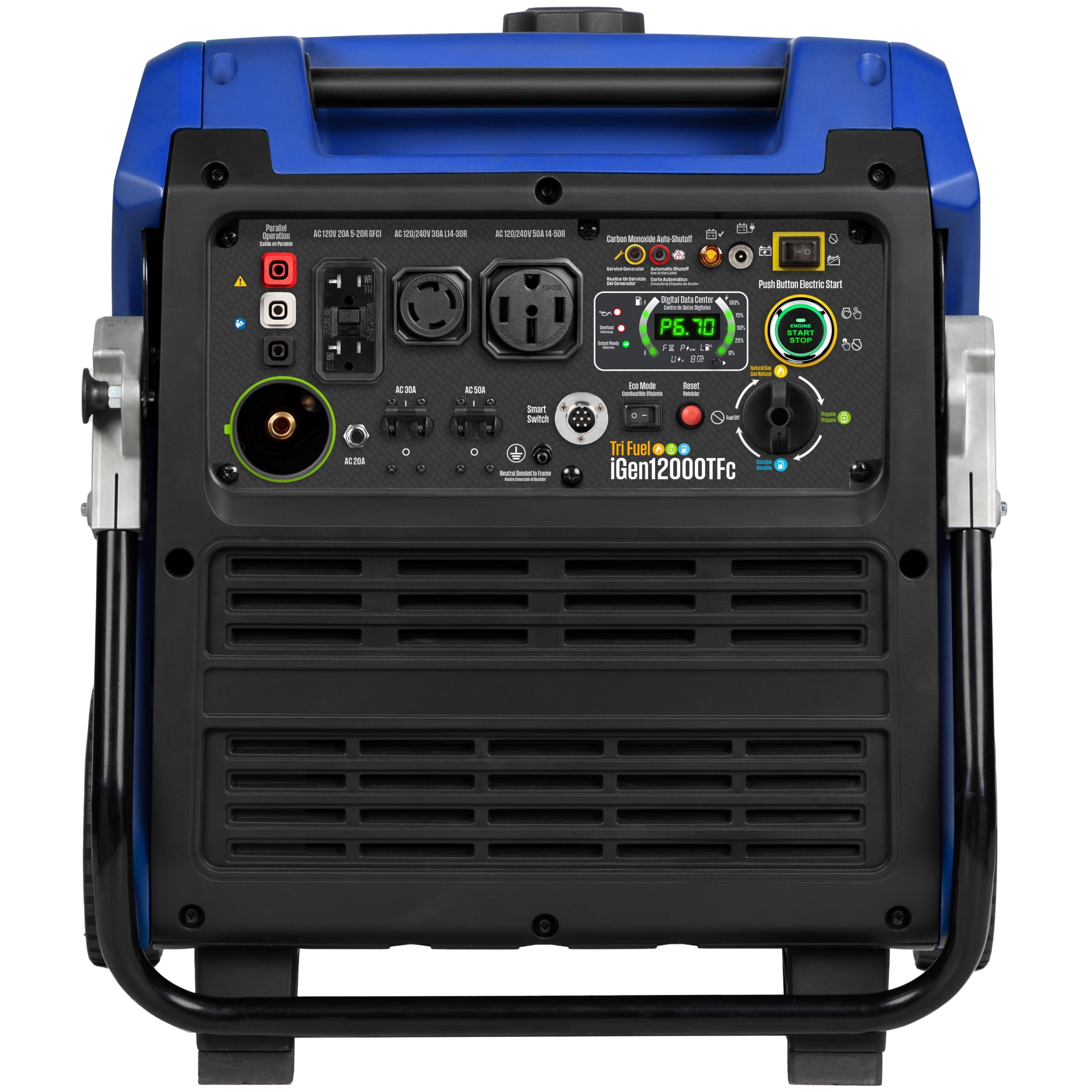 Westinghouse 12,000 Peak Watt Portable Inverter Generator, Tri Fuel, Gas, Propane, Natural Gas Powered, Remote Start with CO Sensor