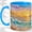 Blue, variant on Sunset Wave Coffee Mug, Stained Glass Ocean Art, Coastal Daily Tea Sips