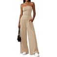 thumbnail image 4 of PRETTYGARDEN Summer Sets Women 2 Piece Outfits Asymmetrical Tube Tops and Pants Beach Vacation Airport Matching Lounge Set, 4 of 8