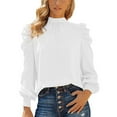 thumbnail image 2 of AXXD White Basic Summer Shirts for Women 2024 Trendy Round-Neck Long Sleeve Solid Casual T- Shirt Blouse Tops, 2 of 6