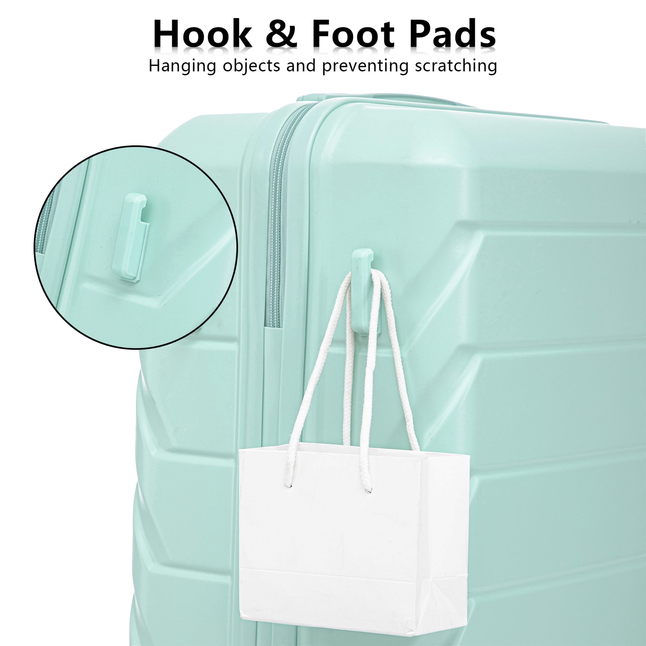 Noble House Lorven 3-Piece 20"/24"/28" ABS Hardshell Luggage Set with Combination Lock and Spinner Wheels, Mint Green