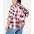 thumbnail image 2 of Tommy Hilfiger Women's Plus Size Galleon Gingham Button-Up Shirt Red Size 0X, 2 of 4