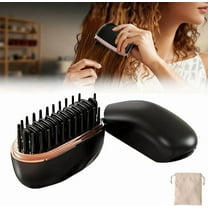 Glambrush Mini Hair Straightener, Capsule Hair Straightener & Styler, 2-in-1 Cordless Travel Straightening Comb with 3-Speed Temperature Control, Anti-Scald Shell, Portable for Women(1*Black)