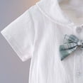 thumbnail image 5 of Bixock Toddler Girls Skirt Set School Uniform Outfit,Short Sleeve Collared Top Pleated Skirt With Bow 2 Piece Set for 0-13 Years Kids Clothings, 5 of 7