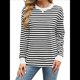 thumbnail image 3 of Tops Tipo Túnica para Mujer, Camisas A Rayas de Larga, Tops de Cuello Redondo y Negro S, 3 of 9