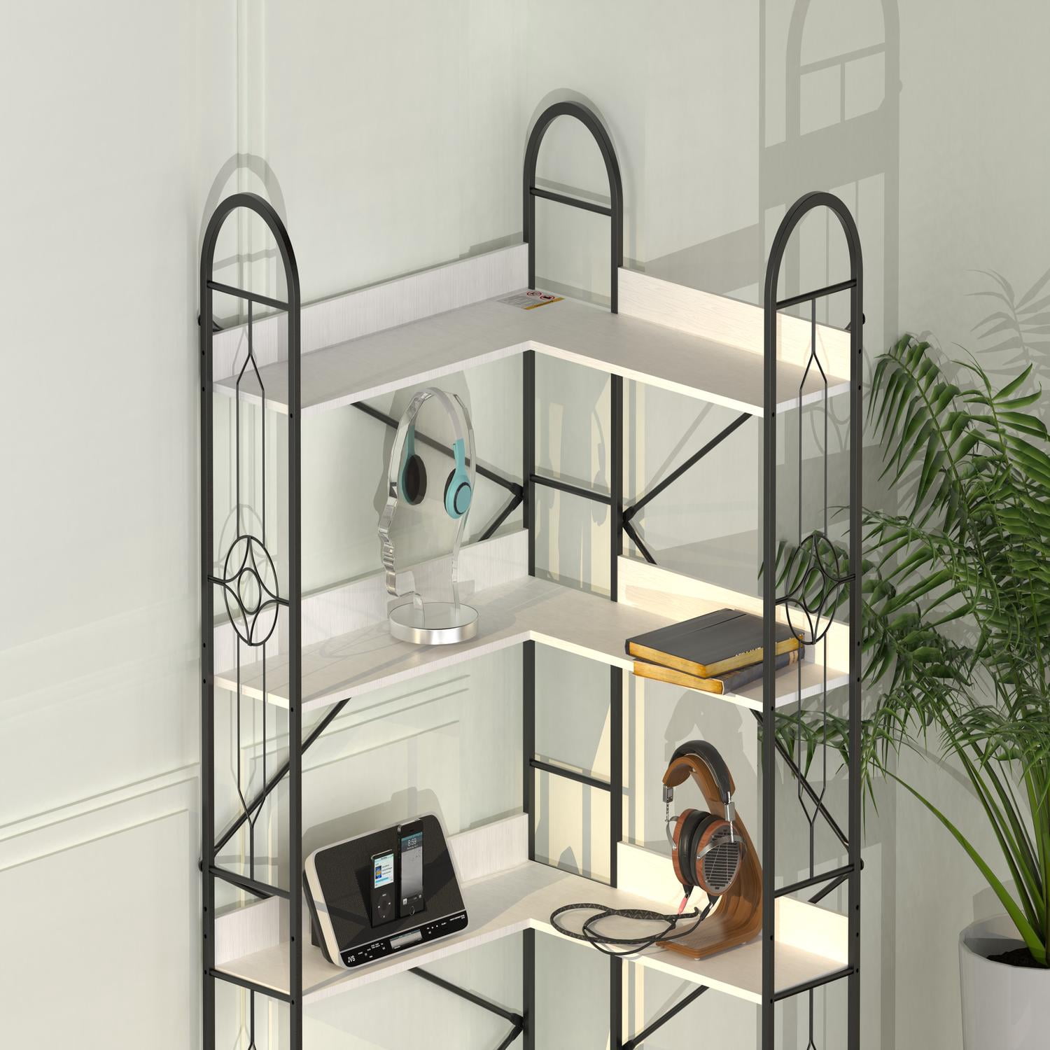 White Modern Corner Bookcase for Bedroom, Living Room, Home Office by TrumanPick