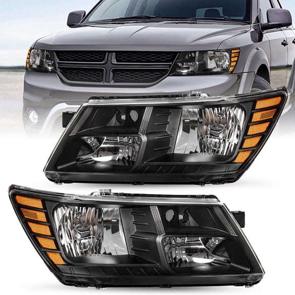 For 2009-2018 Dodge Journey Headlights OEM Black Amber Headlamps Left&Right Side