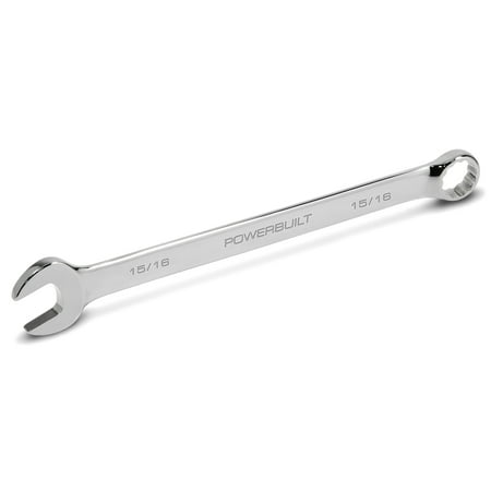 UPC: 0028907227498 | Powerbuilt 15/16 Inch Fully Polished Long Pattern SAE Combination Wrench – 640479