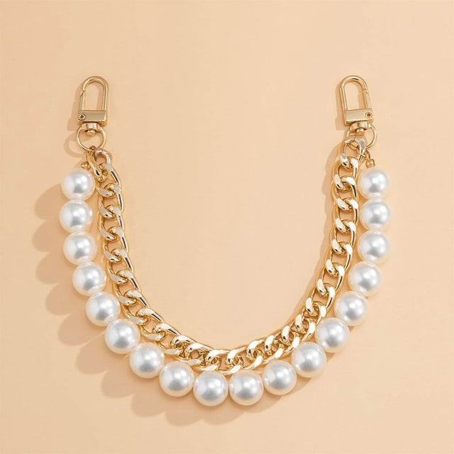 Maoww Pearl Bead Rope Bag Strap Handle Shoulder Belt for Handbag DIY Replacement Gold