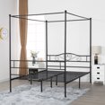 thumbnail image 1 of VECELO Full Black Canopy Metal Bed, Multiple Size Available, 1 of 7