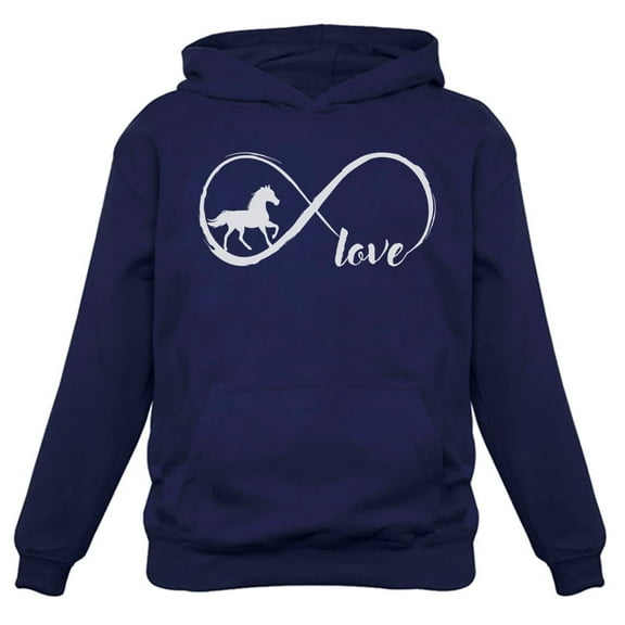 Infinity Love Horse Hoodie Women Teen Girls Equestrian Horseback Riding Sweatshirt Hoodies XX-Large Blue