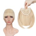 thumbnail image 4 of Benehair Clip in Fringe Hair Extensions as Humam Neat Bangs Thick Hairpiece 6" Dark Blonde Mix Bleach Blonde, 4 of 7