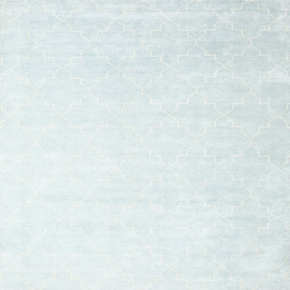 Ahgly Company Machine Washable Indoor Square Contemporary Water Blue Area Rugs, 3' Square