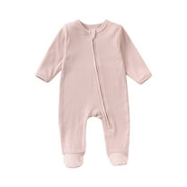 Qlbmong Baby Clothes Toddler Footed Onesie Zipper Newborn Comfy Cotton Unisex Cute Boy Girl Rompers