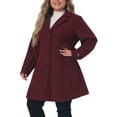 thumbnail image 4 of Agnes Orinda Women's Plus Size Notched Lapel Elegant Fall Winter Overcoat 3X Burgundy, 4 of 6