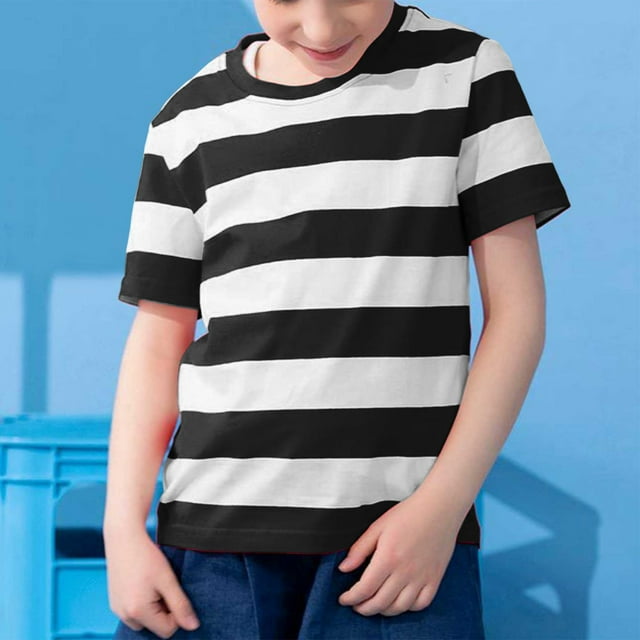 Chemises pour Filles Chemises à Rayures à Manches Courtes pour Filles Col Ras du Cou Vêtements d'Été pour Filles 9-10 Ans Tenues pour Fille Mode pour Filles