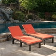 thumbnail image 3 of Noble House Jamaica Outdoor Fabric Chaise Lounge in Brown/Orange (Set of 2), 3 of 6
