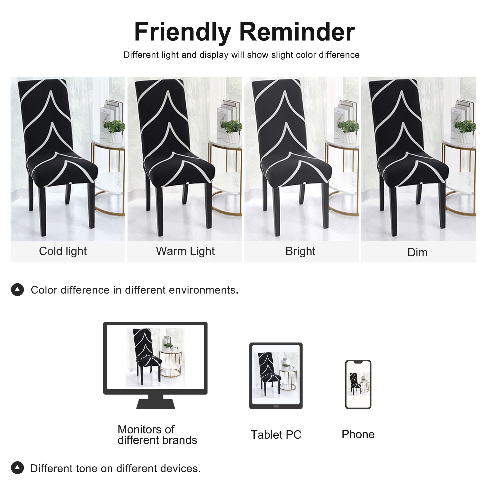Unique Bargains Elastic Dining Chair Slipcover White and Black M