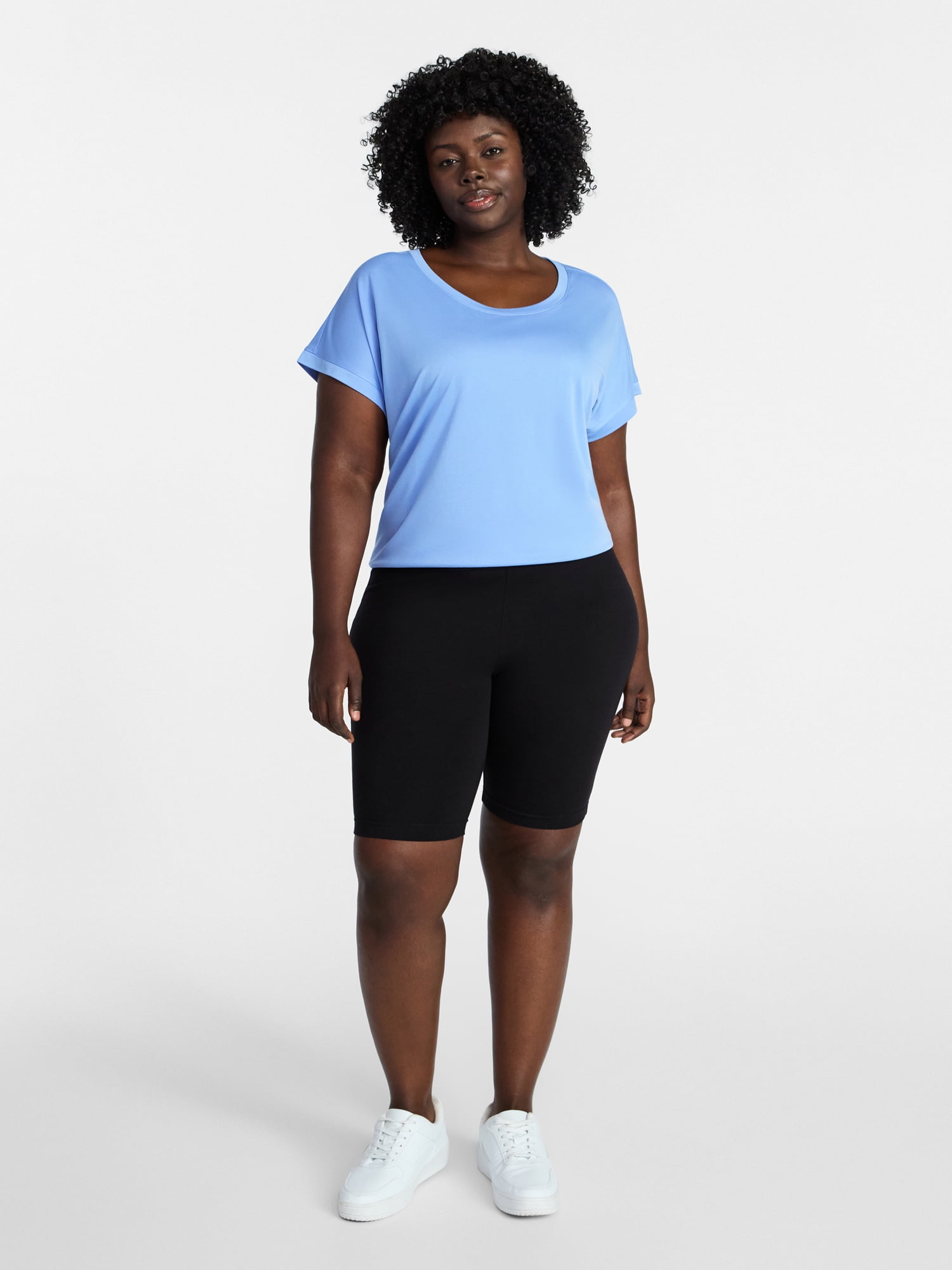 Terra & Sky Women’s Plus Scoop Neck Tunic Tee with Short Sleeves, Sizes 0X-5X