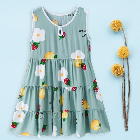 

Leutsin Toddler Kids Baby Girl Summer Flower Print Sleeveless Dress Princess Dress