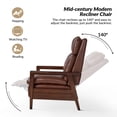 thumbnail image 2 of Manual Leather Recliner Chair Push Back with Wooden Arms for Adults Living Room Brown, 2 of 9