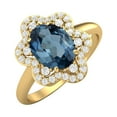 thumbnail image 2 of 8x6mm Oval London Blue Topaz 925 Silver Yellow Plated Engagement Women Valentines Day Gifts Ring, 2 of 4