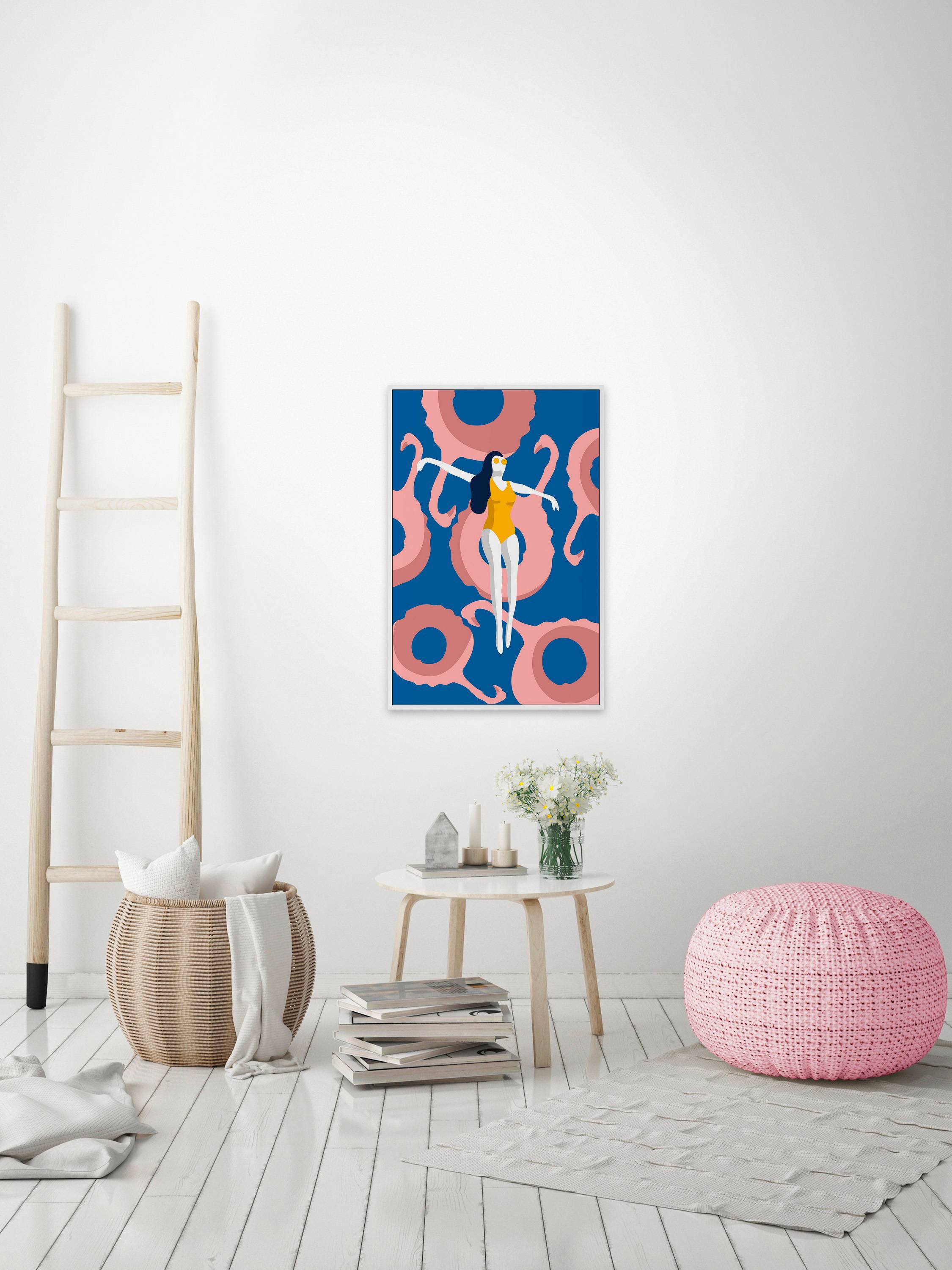 Flamingo Floaters Floater Framed Painting Print on Canvas