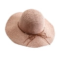 thumbnail image 2 of FKMJH Women Wide Brim Straw Sun Hat Bowknot Foldable Beach Hat Summer Packable Floppy Hat Adjustable Lightweight Breathable Vacation Travel Hat Light Pink,A, 2 of 3