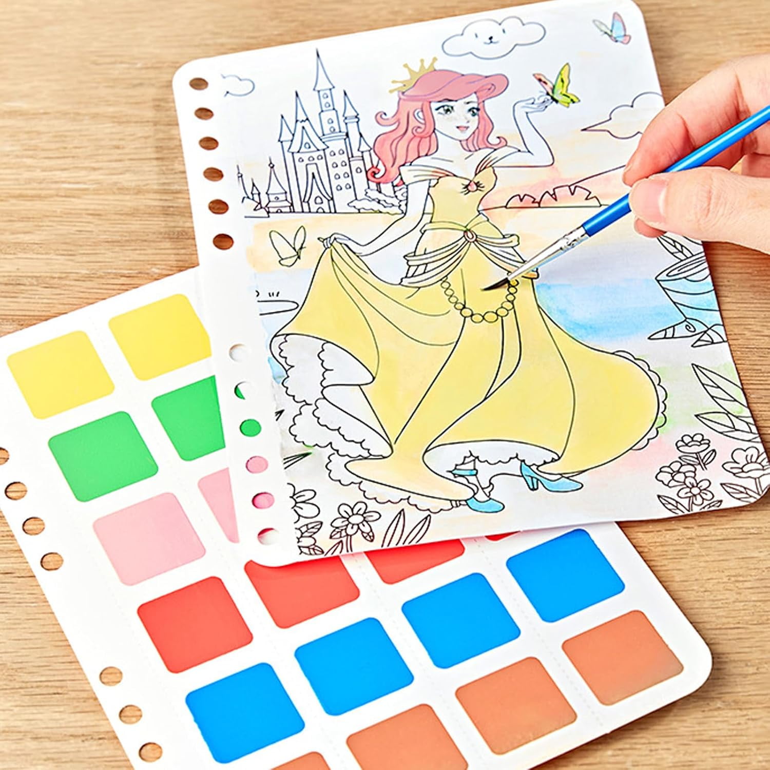 8-in-1 Magic Princess Craft Set, Princess Dress Poke Art Craft Kits for Girls, DIY Activity with Watercolor Painting & Stickers, Foil Crafts Art Fun & Gem Painting for Boys & Girls
