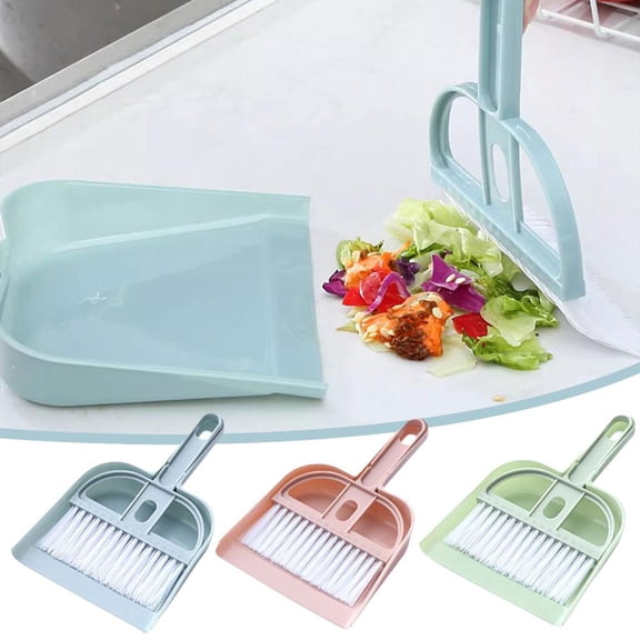 HAVELOR Mini Broom and Dustpan Set, 4.68 x 7.02 in, Flexible Bristles for Tight Corners, Compact Cleaning for Home, Office, and Car( Pink,1pcs)