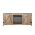 thumbnail image 5 of Fireplace TV Stand for TV up to 65 inches, Wood Electric Fireplace TV Console Table Stand with Storage, Home Living Room Entertainment Center Media Console, Rustic Brown, 58"L x 16"W x 25"H, 5 of 10