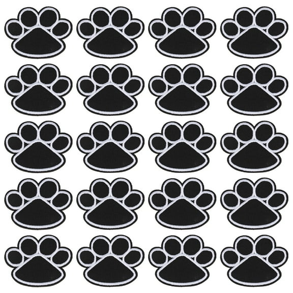 20pcs Dog Paw Puppy Iron On Embroidered Patches Appliques for Sewing Cloth