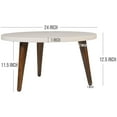thumbnail image 7 of 24 Inch Modern Coffee Table Round Off White MDF Top Tapered Brown Mango Wood Legs - Saltoro Sherpi, 7 of 7