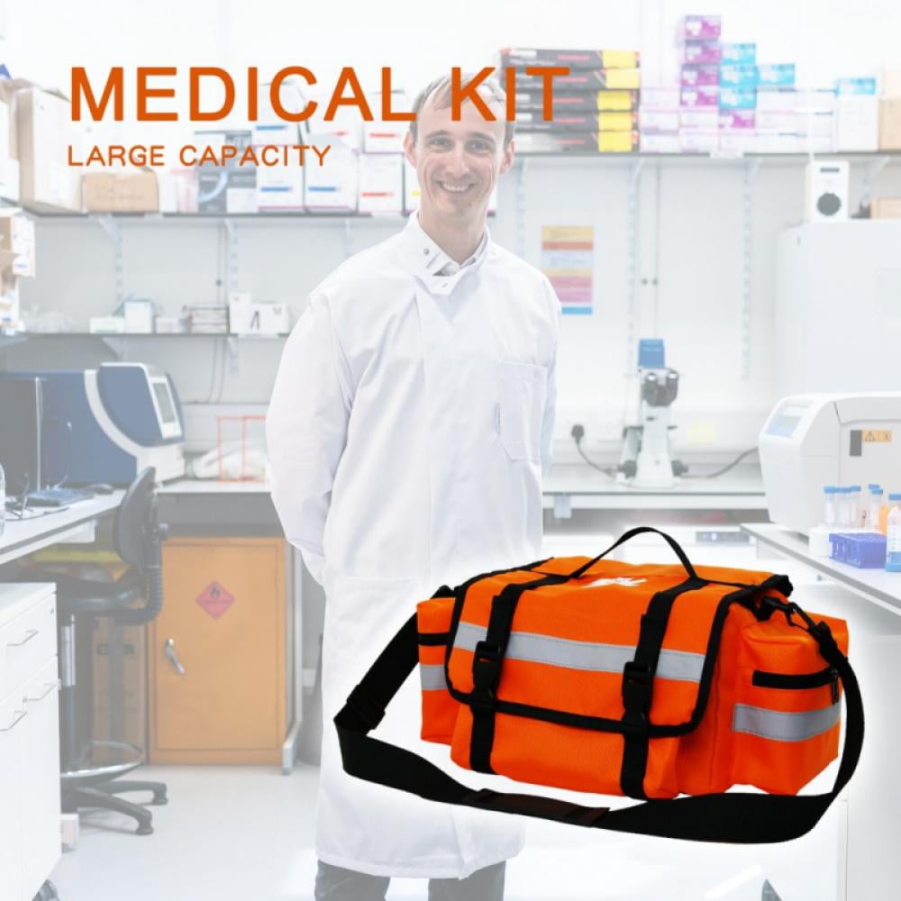 First Aid Kit Empty Bag Large for Business School Travel Car Medical Supplies Emergency Trauma Backpack First Responders Back Pack Response Medic Supplies Organizer Waterproof Orange
