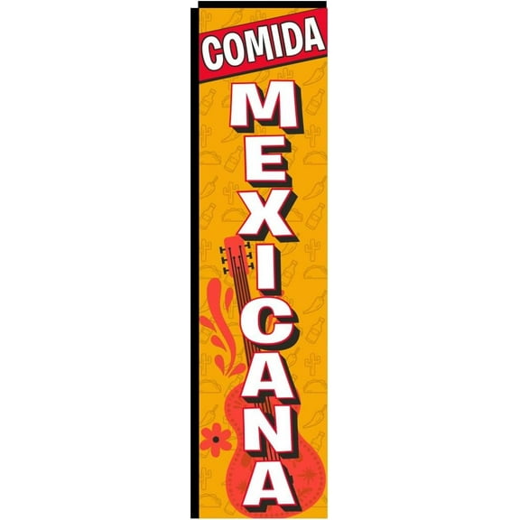 Comida Mexicana Rectangle Banner for Mexican Spanish food Restaurant Advertising signs, Outdoor Swooper Rectangle 3x12ft Replacement Flag Only