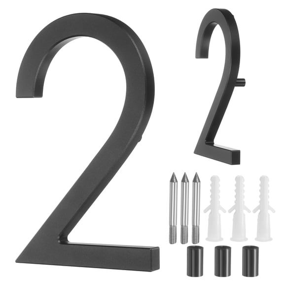 Uxcell 5" Solid Aluminum Floating House Numbers for Outside Address(Number 2, Black)