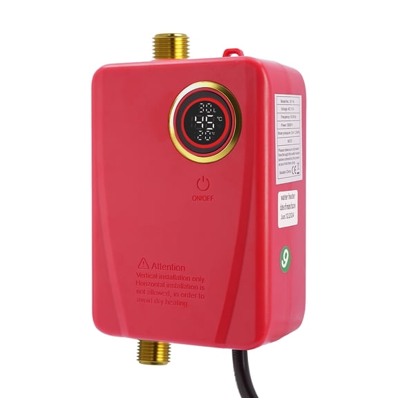 Miumaeov Electric Water Heater Wall Mounted Hot Water Heater Instant Hot Water Heater LED Display 3KW 68-122F°