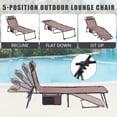 thumbnail image 4 of Patio Lounge Chair Set of 2, Outdoor Lounger Recliner with Pillow and Side Pocket for Poolside, Patio, Backyard, Folding Textilene Waterproof Patio Chaise Lounge Chair Support for 350 LBS, Coffee, 4 of 5