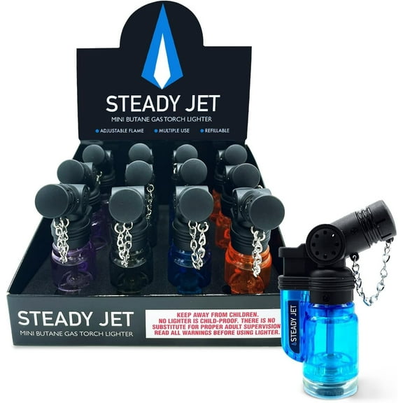 Bx/12 Steady Jet Mini Butane Gas Torch Lighter - Refillable